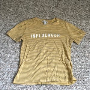 Yellow stripped graphic tee